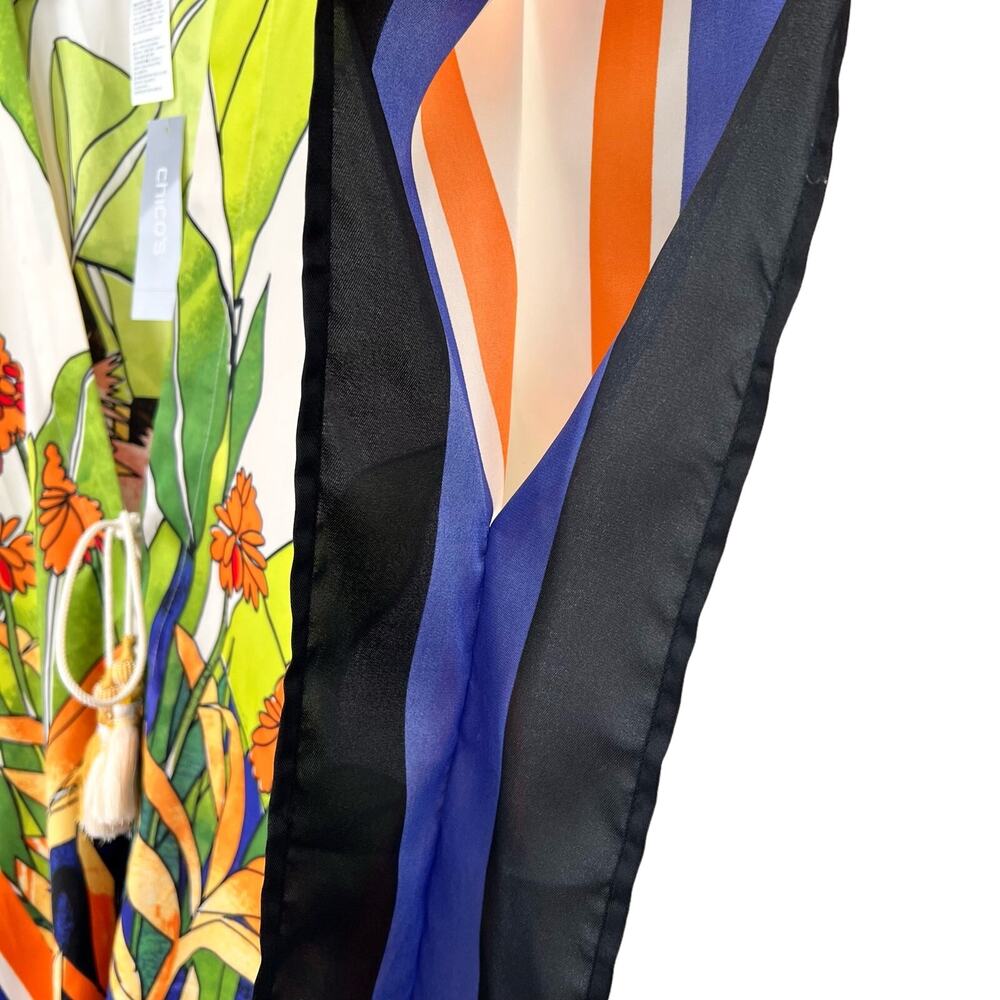 NEW NWT $99 CHICO'S Medium 0/1 Tropical Wearable Art Kimono Shirt Top Beach - Picture 8 of 9